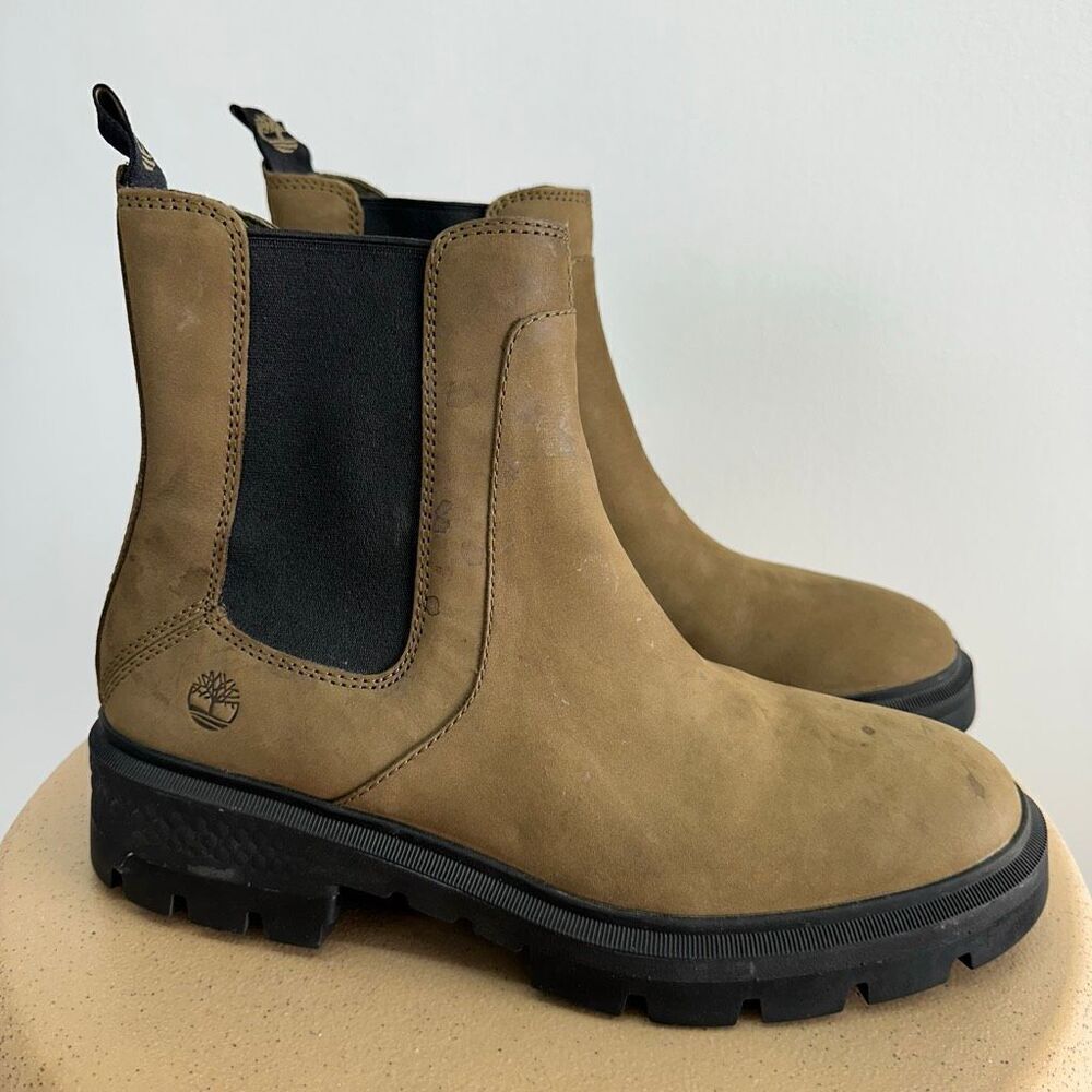 Timberland Women’s Cortina Valley Chelsea Boots In Olive Nubuck Leather - Picture 4 of 13